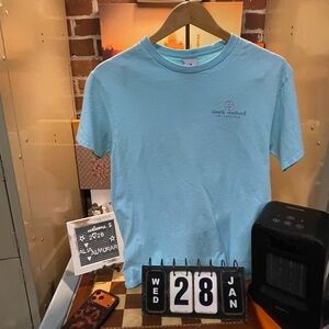 Simply Southern Shirt Womens med  Light Blue Lighthouse Be The Light